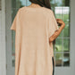 Apricot Short Sleeve Side Slit Oversized Sweater