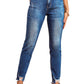 Blue Raw Hem Ankle-length Skinny Jeans