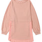 Coral Pink Splicing Raw Hem High Low Oversized Blouse