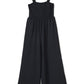 Black Smocked Sleeveless Wide Leg Jumpsuit with Pockets