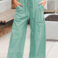 Black Mineral Wash Exposed Seam Drawstring High Waist Wide Leg Cargo Pants