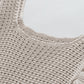 Beige Pointelle Knit Flutter Sleeve Sweater