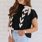 Cable Knit Satin Bowknot Sweater Bowvia