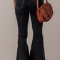 Black High Waist Button Front Flare Jeans