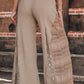 Smoke Gray Boho Lace Patchwork Wide Leg High Waist Pants