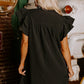 Black Ruffle Sleeve V Neck Frilled Shift Dress