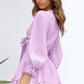 Deep V Neck Lantern Sleeve Knotted Tiered Mini Dress