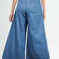 Beau Blue Mineral Wash Button Fly Waist Wide Leg Jeans