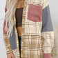 Burnt Orange Plaid Patchwork Shirt Jacket with Pocket Multiple Colors Available