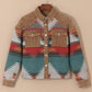 Camel Western Pattern Patchwork Flap Pocket Shacket