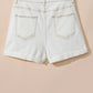 White Asymmetric Waist Design Stylish Denim Shorts