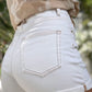 White Asymmetric Waist Design Stylish Denim Shorts