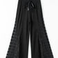 Black Boho Lace Patchwork Wide Leg High Waist Pants