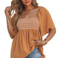 Dusty Tan Square Neck Wide Sleeves Flowy Top