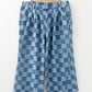 Dusk Blue Plus Size Checkered Seamed High Waist Wide Leg Jeans