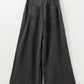 Carbon Grey Mineral Wash Button Fly Waist Wide Leg Jeans