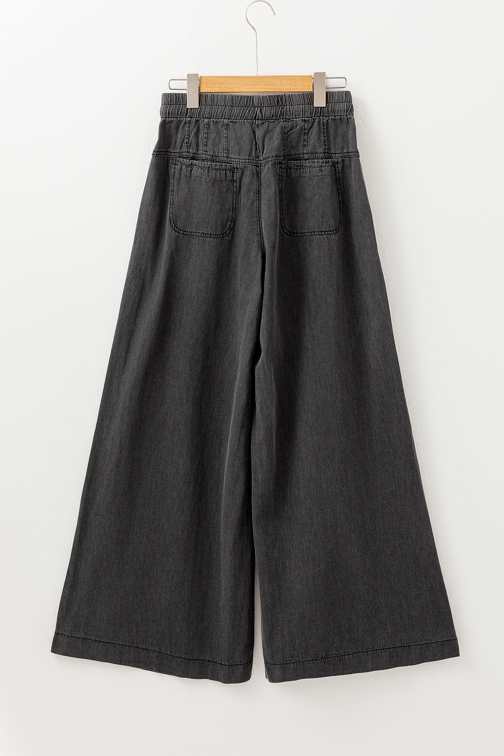 Carbon Grey Mineral Wash Button Fly Waist Wide Leg Jeans