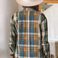 Green Chest Pockets Button Up Plaid Shacket