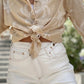 White Asymmetric Waist Design Stylish Denim Shorts