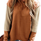 Chestnut Contrast Sleeves Patchwork Colorblock Hoodie