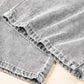 Medium Grey Drawstring Elastic Waist Wide Leg Jeans