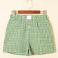 Fern Green Red Plaid Gingham Printed High Waist Shorts
