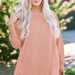 Coral Pink Splicing Raw Hem High Low Oversized Blouse