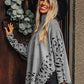 Gray Leopard High Neck Side Slit Oversized Sweater