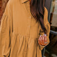 Light French Beige Loose Bishop Sleeve Shirt Dress