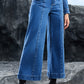 Black Plain Seam Detail Flared Bottom Ankle Length Jeans