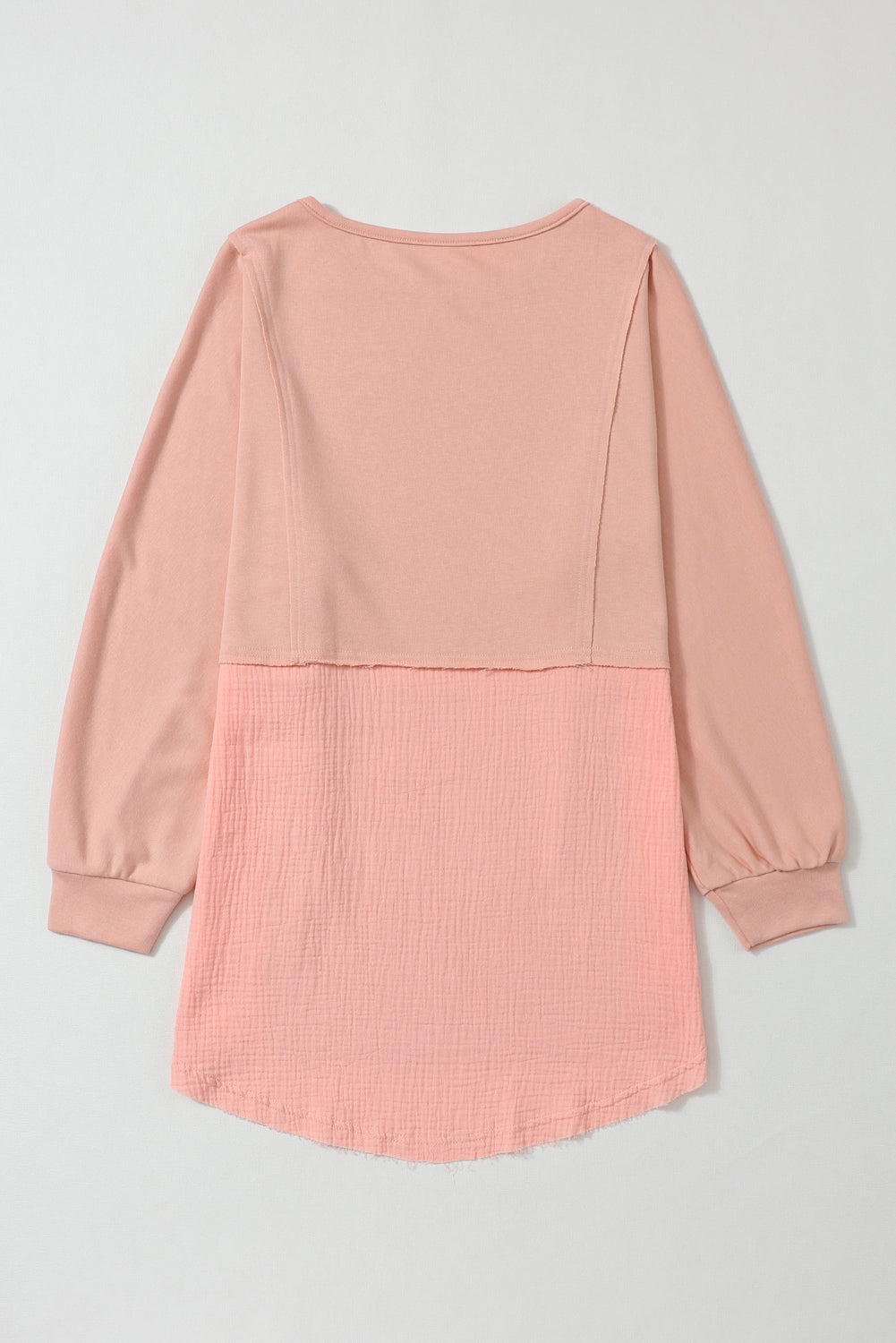 Coral Pink Splicing Raw Hem High Low Oversized Blouse