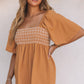 Dusty Tan Square Neck Wide Sleeves Flowy Top