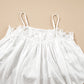White Lace Splicing Spaghetti Straps Ruffle Flared Tank Top