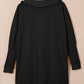 Black Waffle Knit Buttoned Long Sleeve Top