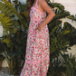 Pink Floral Lace Tied Strap Empire Waist Maxi Dress