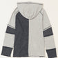 Gray Colorblock Seamed Ribbed Henley Hoodie