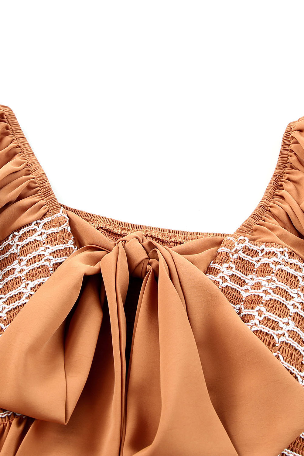 Dusty Tan Square Neck Wide Sleeves Flowy Top